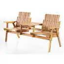 Bild 1 von 2-Sitzer Gartenbank mit Tischablage aus Akazienholz, ca. 153 x 65 x 82 cm - Braun