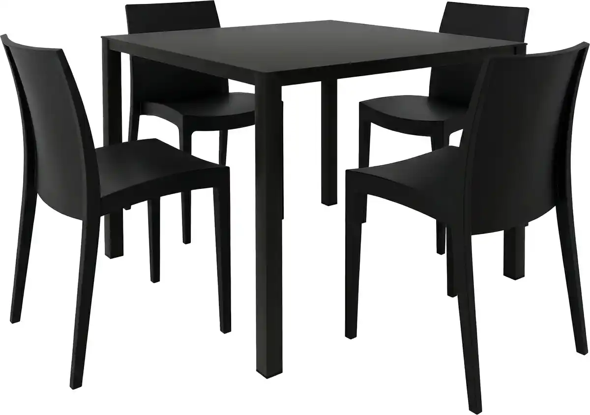 Bild 1 von Grandsoleil Garten-Essgruppe Brunch/Venice 4 Personen Stahl/Kunststoff schwarz