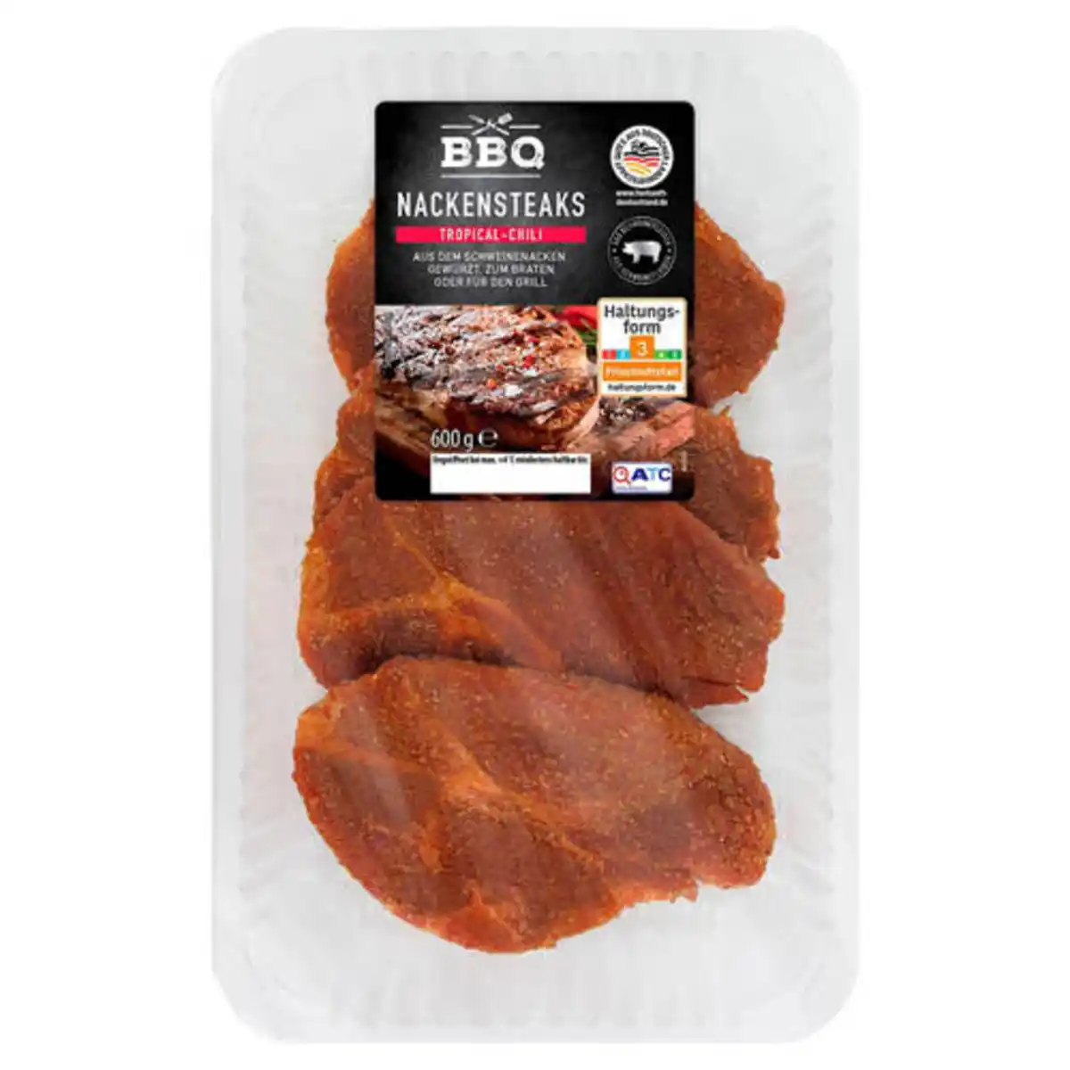 Bild 1 von BBQ Schweine-Nackensteaks gewürzt 600 g, Tropical-Chili