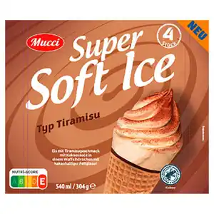 MUCCI Super Soft Eis Waffelhörnchen, Tiramisu