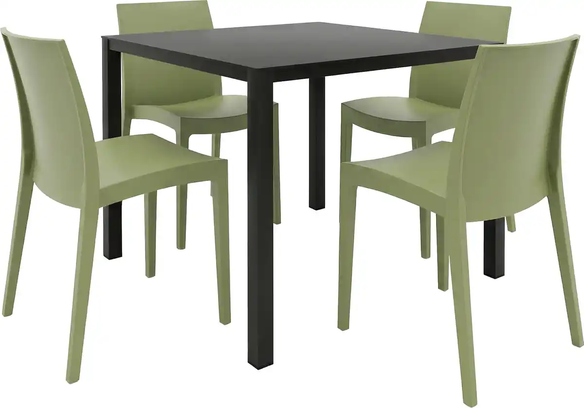 Bild 1 von Grandsoleil Garten-Essgruppe Brunch/Venice 4 Personen Stahl/Kunststoff olivgrün/schwarz