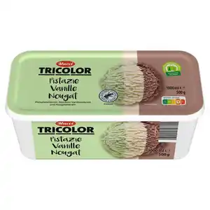 MUCCI Eisschale Tricolor 1 l, Pistazie-Vanille-Nougat