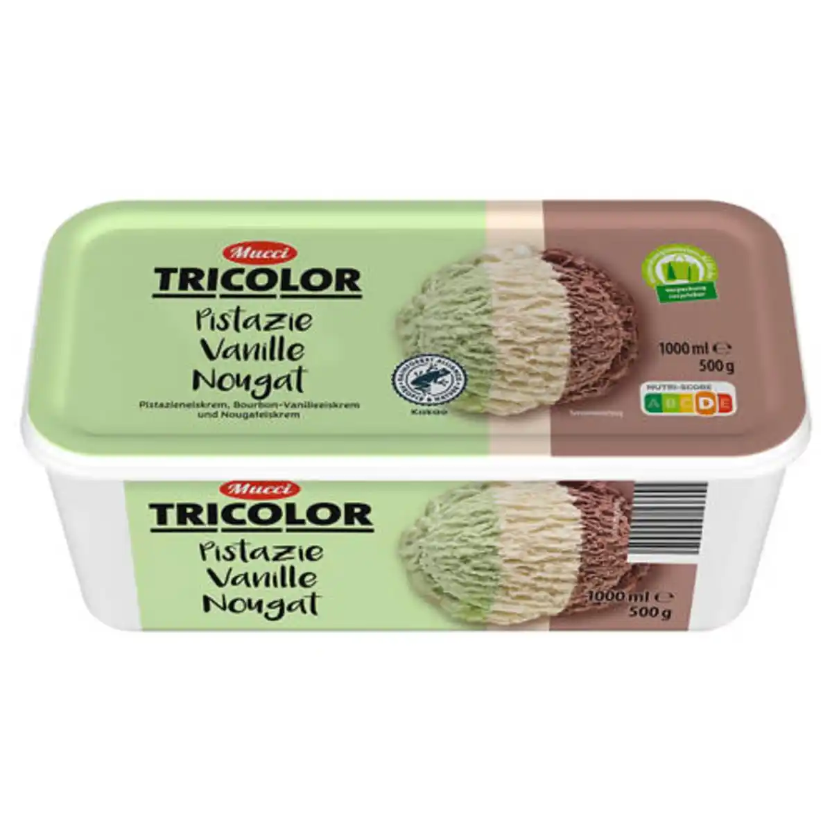 Bild 1 von MUCCI Eisschale Tricolor 1 l, Pistazie-Vanille-Nougat