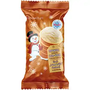 Eis mit "Creme brülee" Geschmack im Waffelbecher