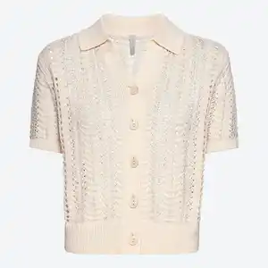 Damen-Poloshirt in Ajour-Strick