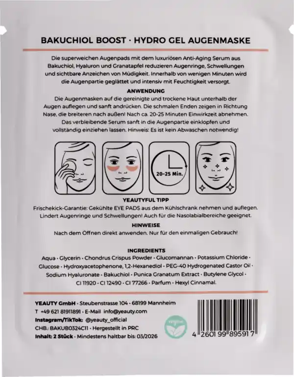 Bild 2 von YEAUTY Eye Pad Mask Bakuchiol Boost
