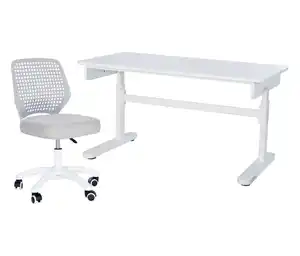 roba Kinderschreibtisch und Bürostuhl, höhenverstellbar, weiß/grau