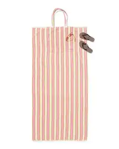 2-in-1 Strandtuch und Tasche Velours, mit Streifen, rosa