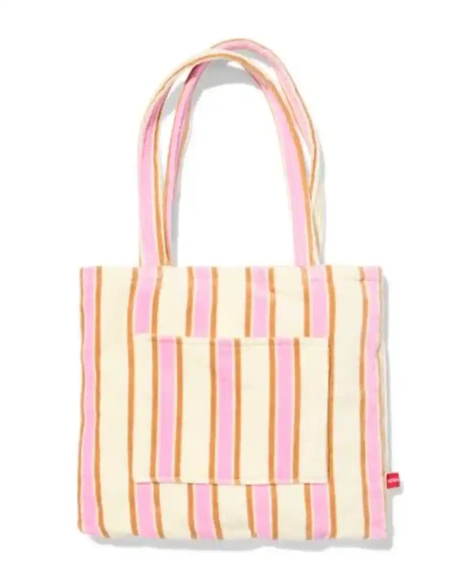Bild 2 von 2-in-1 Strandtuch und Tasche Velours, mit Streifen, rosa