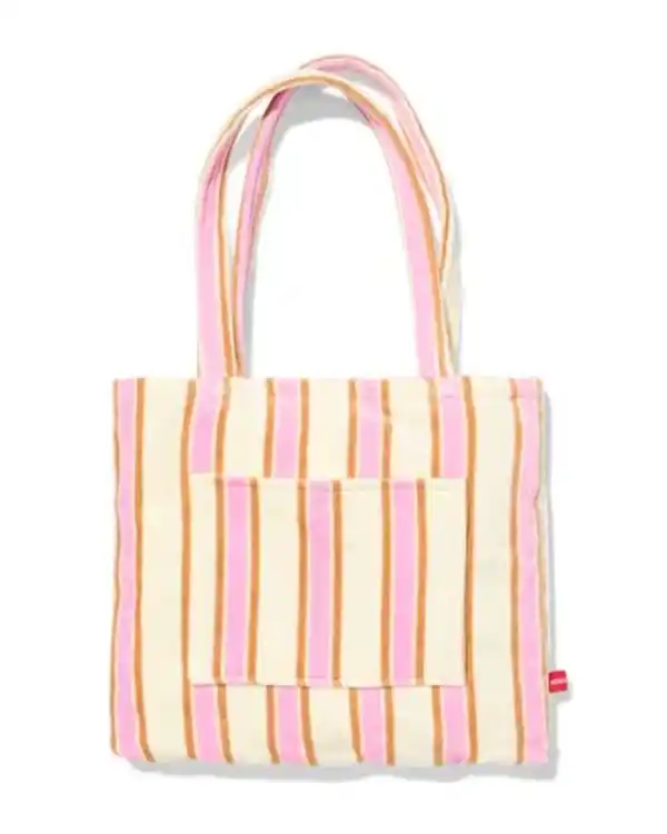 Bild 2 von 2-in-1 Strandtuch und Tasche Velours, mit Streifen, rosa