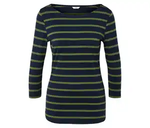 Gestreiftes Shirt mit 3/4-Arm, navy-grün