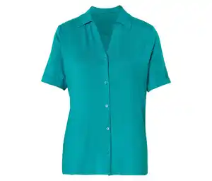 Blusenshirt mit Knopfleiste, azurblau