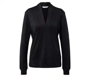 Blusenshirt mit V-Ausschnitt, schwarz