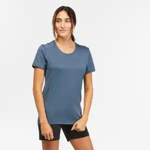 QUECHUA Wandershirt Damen kurzarm - MH100 graublau