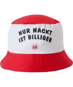 Party Fischerhut „Nur nackt ist billiger“, rot/schwarz