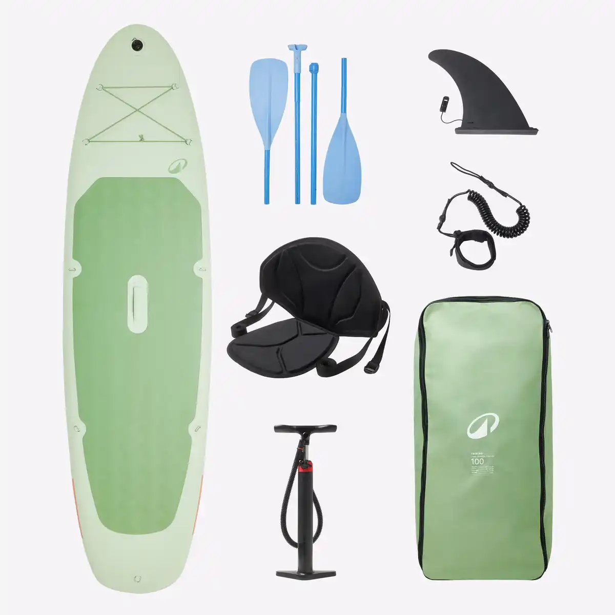 Bild 1 von DECATHLON SUP Set Stand up Paddle aufblasbar wandelbar 10'6 - 100 grün