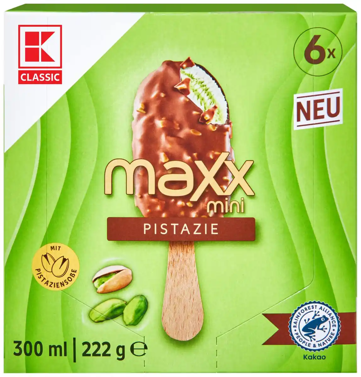 Bild 1 von K-CLASSIC Maxx-Stieleis Mini Pistazie, 6 St. = 300-ml-Packg.