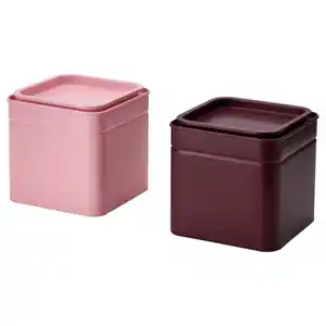 BLOMNING Dose mit Deckel, braunrot/rosa für Kaffee/Tee, 10x10x10 cm