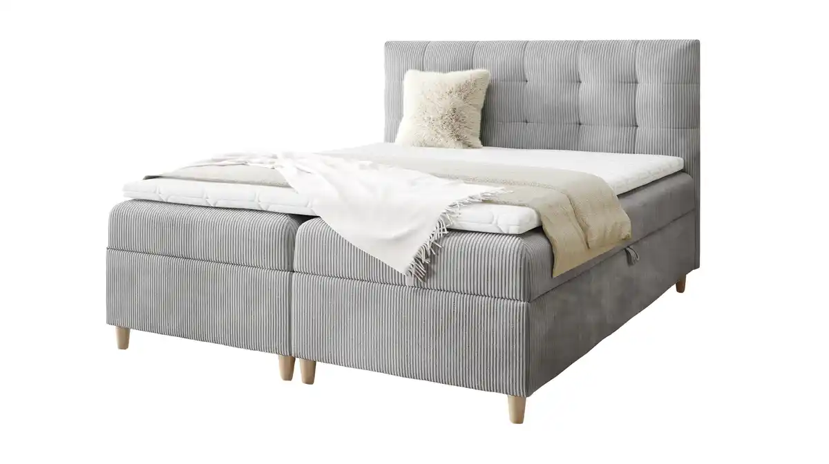 Bild 1 von Boxbett Cord grau 160 x 200 cm - Bettkasten - ADORA