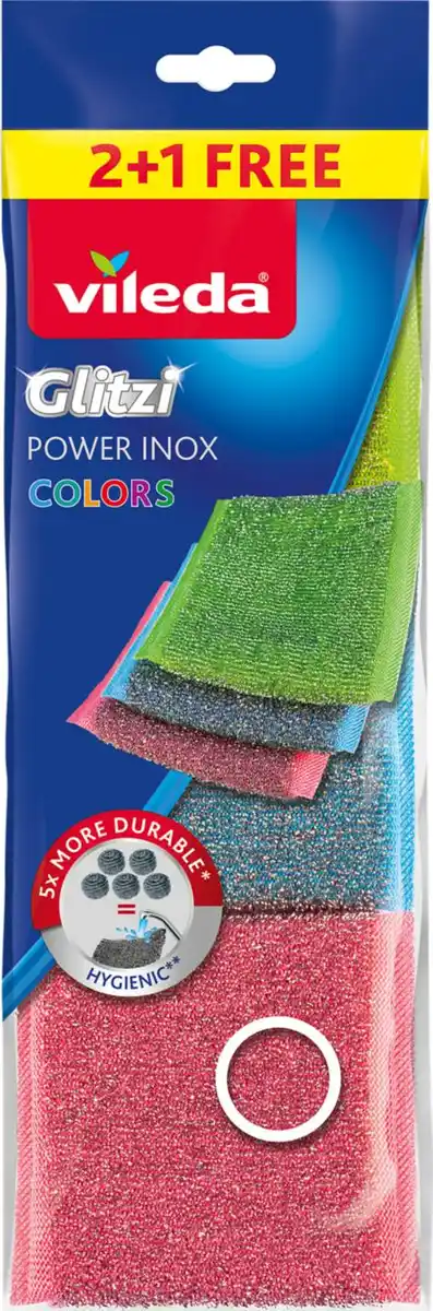 Bild 1 von VILEDA Scheuerschwämme »Glitzi Power Inox Colors«, 3-St.-Packg.
