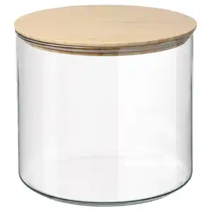 EKLATANT Dose mit Deckel, Klarglas/Bambus, 4.2 l