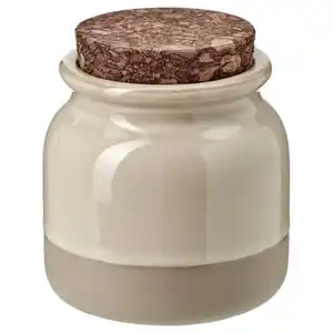 BRUGDHAJ Dose mit Deckel, beige, 0.3 l