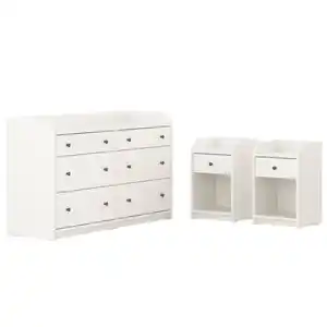 HAUGA Schlafzimmermöbel 3er-Set, weiß