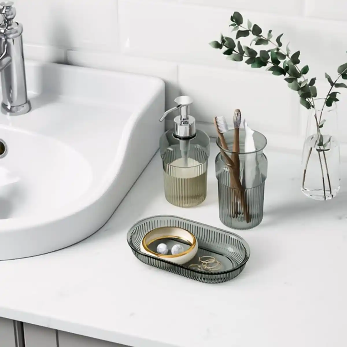 Bild 3 von BROFJÄRDEN Badezimmer-Set 3-tlg., grau