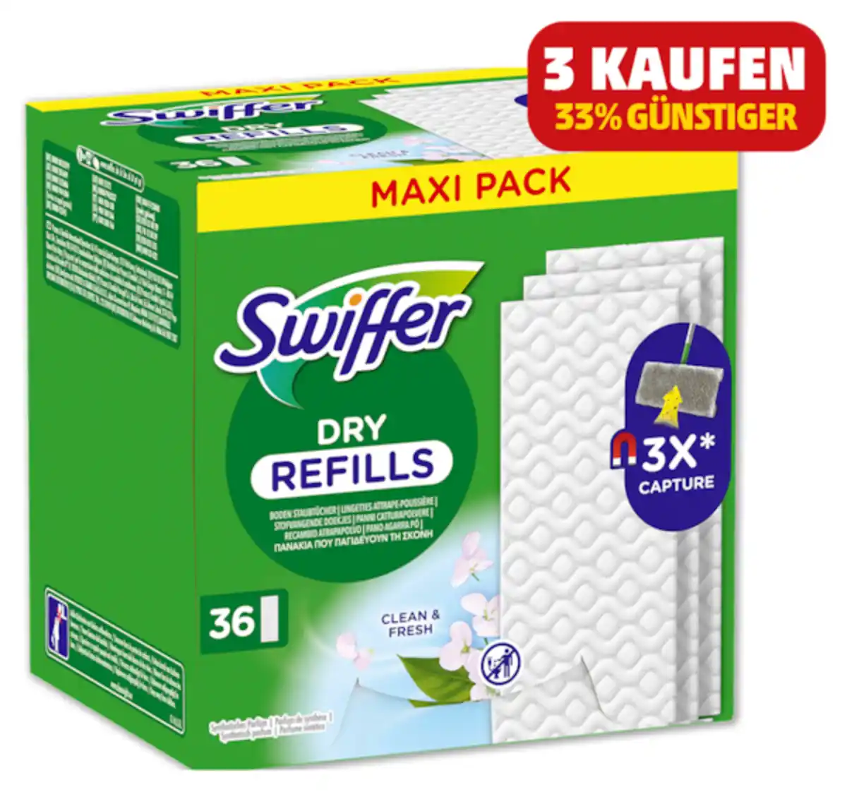 Bild 1 von SWIFFER Trockene Bodenwischtücher CLEAN & FRESH*