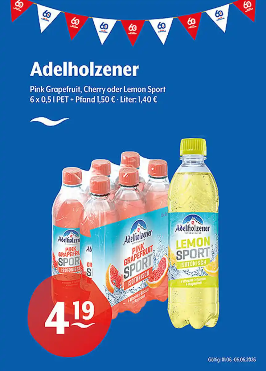 Bild 1 von Adelholzener Pink Grapefruit, Cherry oder Lemon Sport