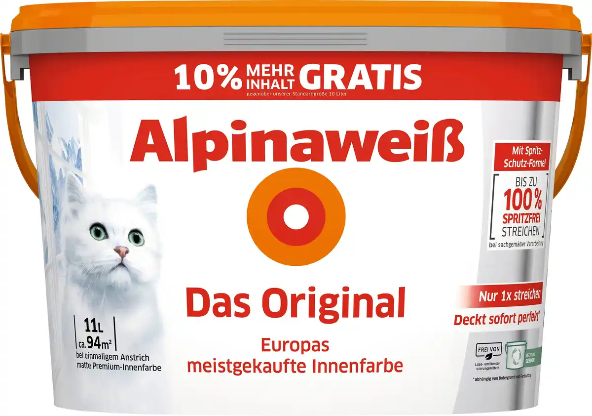 Bild 1 von Alpinaweiß Das Original Wandfarbe weiß matt 11 L