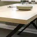 Bild 3 von SKÅLSTA Tisch und 4 Stühle, Eichenachbildung x-förmig schwarzgrau/Kunststoff schwarz profiliertes Metall/schwarzgrau, 140x80 cm