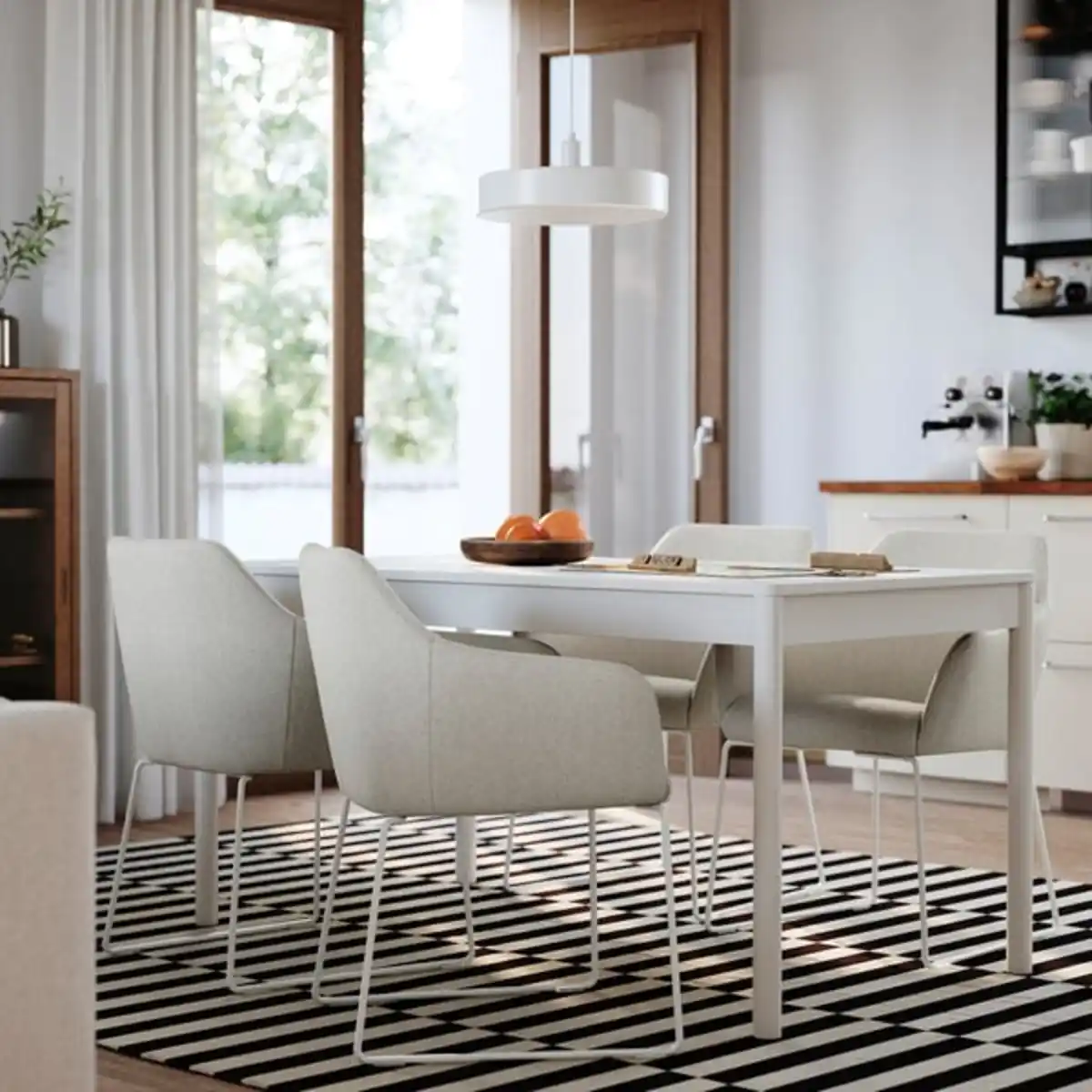 Bild 2 von TONSTAD / TOSSBERG Tisch und 4 Stühle, elfenbeinweiß/Gunnared beige weiß, 150x80 cm