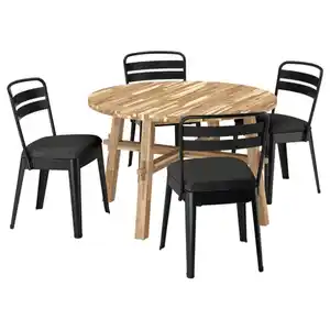 SKOGSTA / RAMSNÄS Tisch und 4 Stühle, Akazie/anthrazit Vissle dunkelgrau, 120 cm