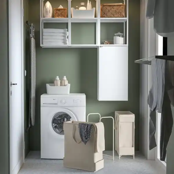 Bild 3 von PURRPINGLA Wäschesack mit Gestell, beige, 42 l