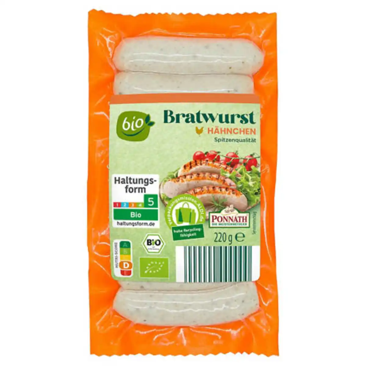 Bild 1 von Bio-Bratwurstsortiment, Hähnchen 220 g