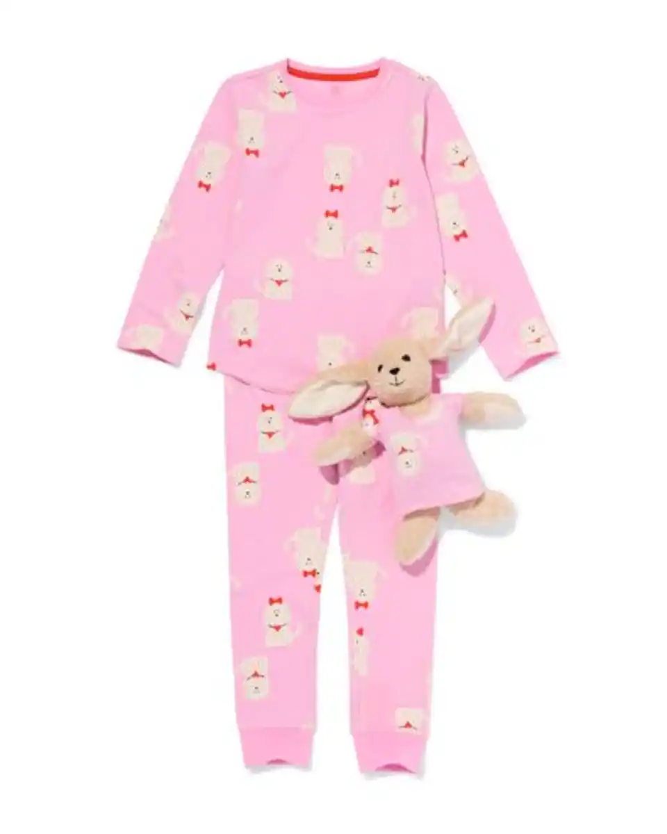 Bild 4 von Kinderpyjama mit Puppenpyjama Hunde rosa