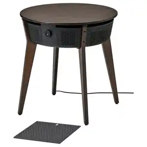 STARKVIND Tisch mit Luftreiniger, Zusatzgasfilter gebeiztes Eichenfurnier/dunkelbraun