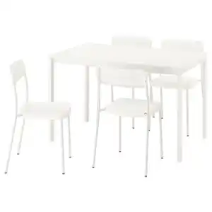 VIHALS / VIHALS Tisch und 4 Stühle, weiß/weiß, 84/120x74 cm