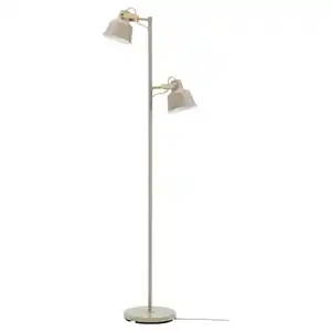 SJÖMAKT Standleuchte mit 2er-Spot, beige/Esche