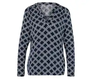 Bedrucktes Blusenshirt, blau-weiß