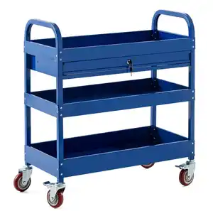 Werkzeugrollwagen mit 3 Ablagen & verschließbarer Schublade 80x 41x 78 cm blau