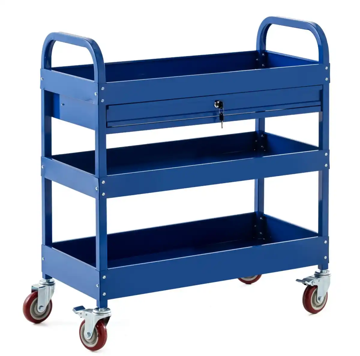 Bild 1 von Werkzeugrollwagen mit 3 Ablagen & verschließbarer Schublade 80x 41x 78 cm blau