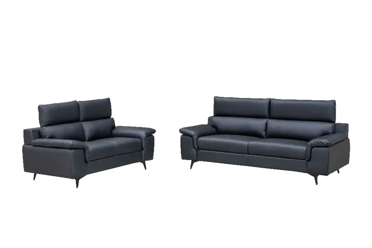 Bild 1 von 2tlg. Sofa-Set in Lederoptik - Schwarz