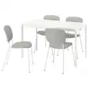 Bild 1 von VIHALS / VIHALS Tisch und 4 Stühle, weiß weiß/weiß Tibbleby beige/grau, 125x74 cm