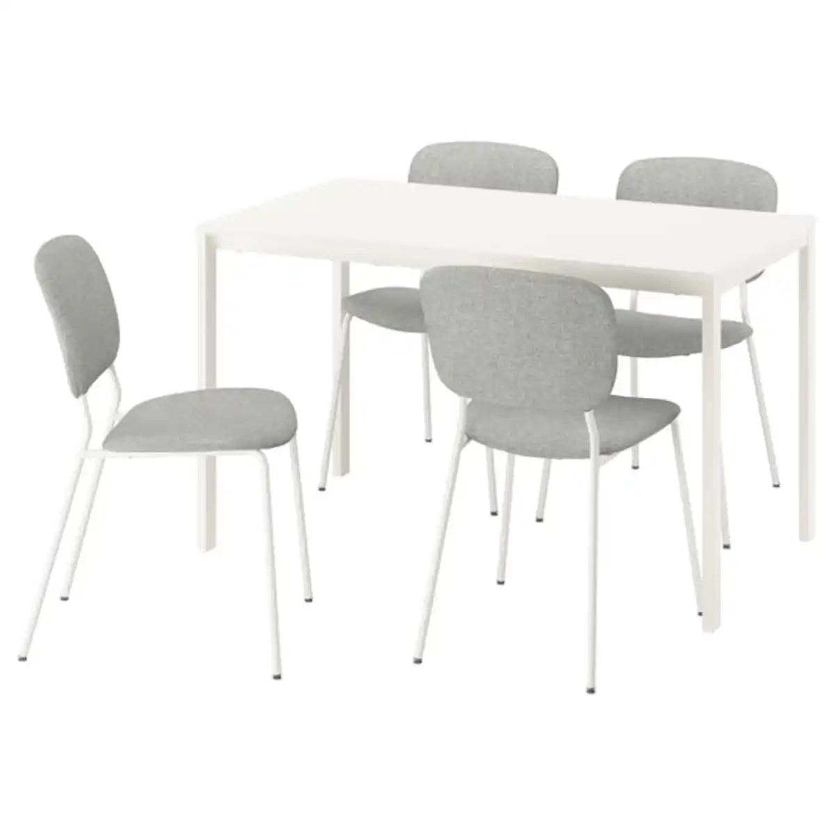 Bild 1 von VIHALS / VIHALS Tisch und 4 Stühle, weiß weiß/weiß Tibbleby beige/grau, 125x74 cm