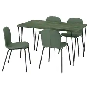 SKÅLSTA Tisch und 4 Stühle, dunkel graugrün marmoriert Haarnadel schwarzgrau/Knäbäck graugrün röhrenförmiges Metall/schwarzgrau, 140x80 cm