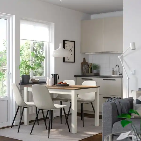 Bild 2 von ÅLHULT / NORDMANSSKÄR Tisch und 4 Stühle, beige/braun/Tonerud grau schwarz, 120x80 cm