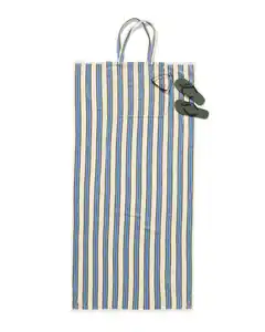 2-in-1 Strandtuch und Tasche aus Velours, mit Streifen, blau