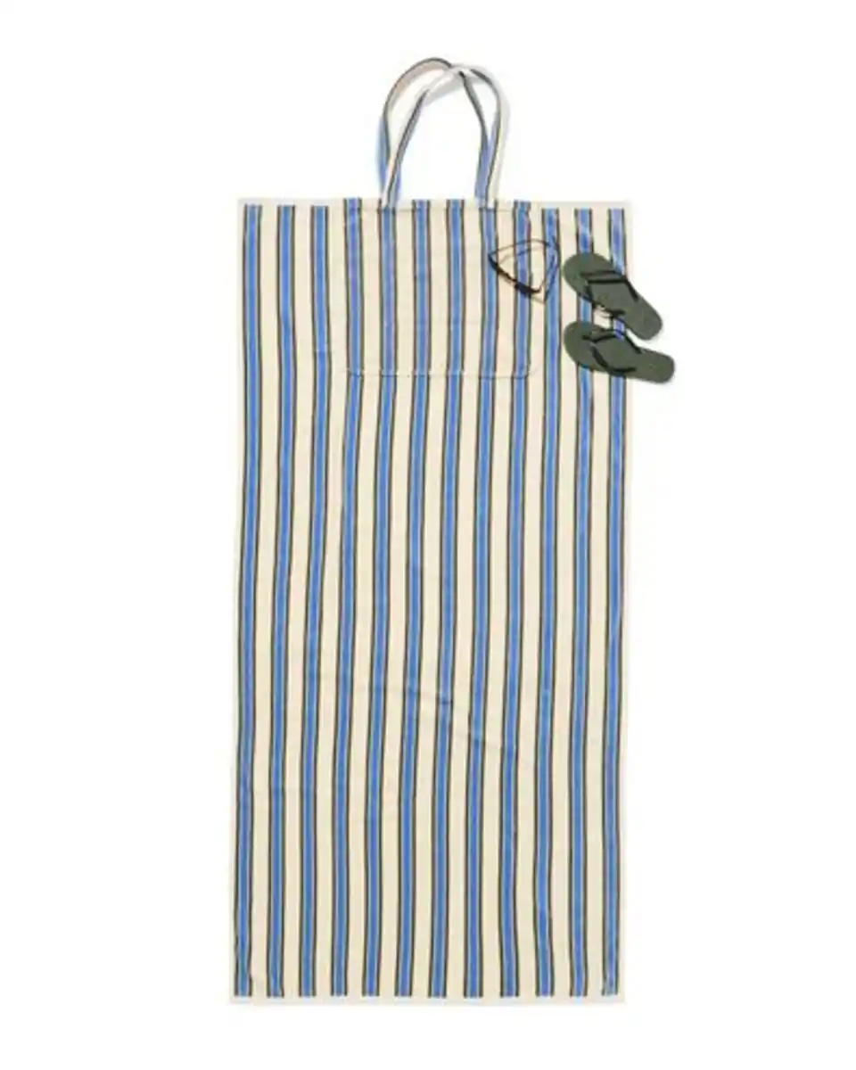 Bild 1 von 2-in-1 Strandtuch und Tasche aus Velours, mit Streifen, blau